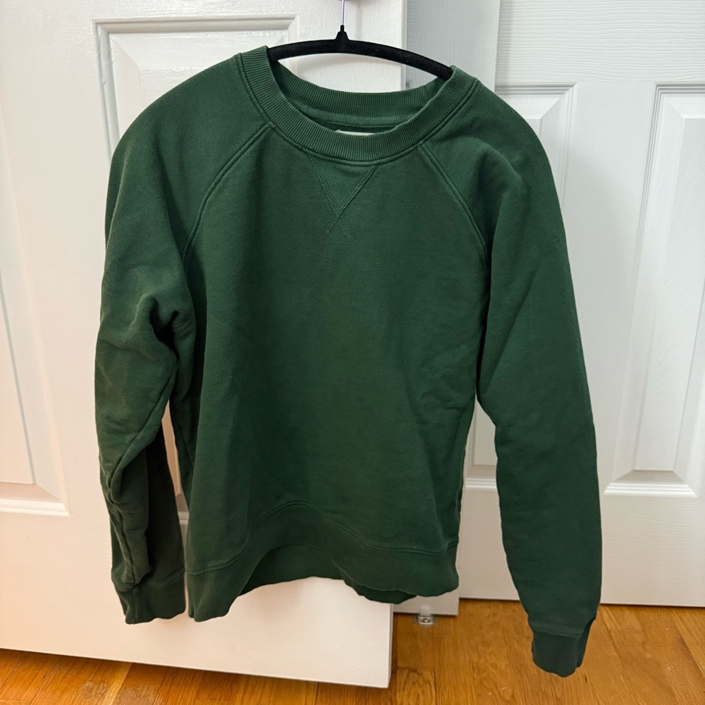 Pact Women's Green Crewneck Sweatshirt (97% Cotton)